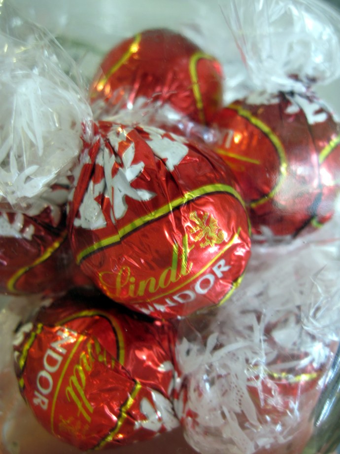 Red, circle, and yum. (Lindt Lindor truffles.)